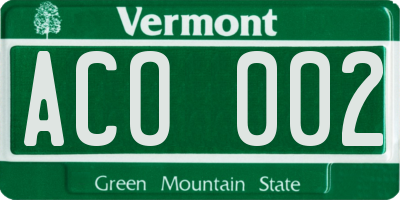 VT license plate ACO002