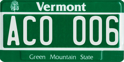 VT license plate ACO006