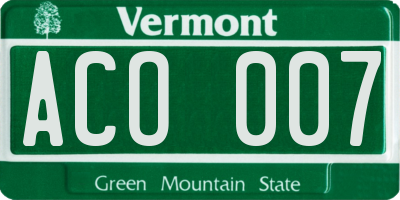 VT license plate ACO007