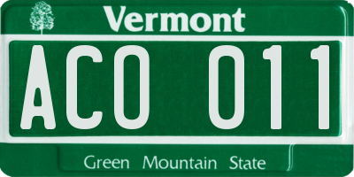 VT license plate ACO011