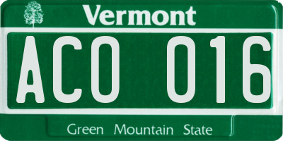 VT license plate ACO016