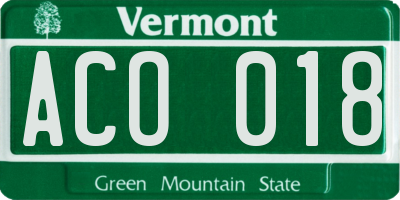 VT license plate ACO018