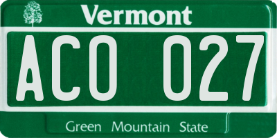 VT license plate ACO027