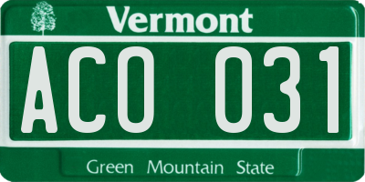 VT license plate ACO031