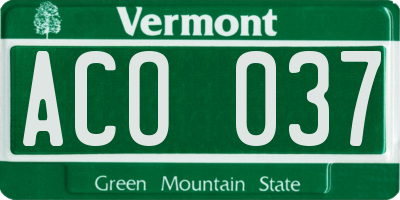 VT license plate ACO037