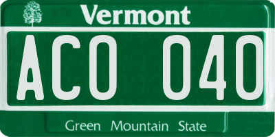 VT license plate ACO040