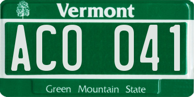 VT license plate ACO041