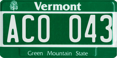 VT license plate ACO043