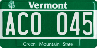 VT license plate ACO045