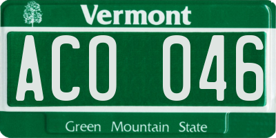 VT license plate ACO046