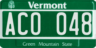 VT license plate ACO048