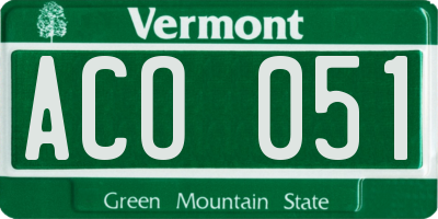 VT license plate ACO051