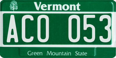 VT license plate ACO053