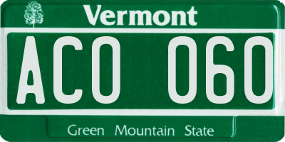 VT license plate ACO060