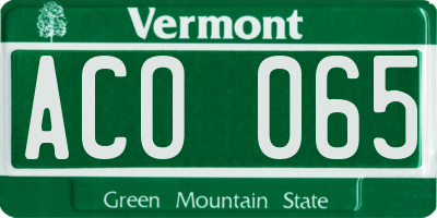 VT license plate ACO065