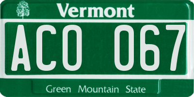 VT license plate ACO067