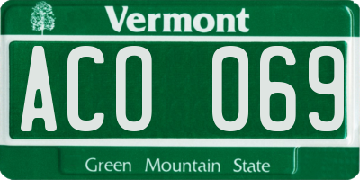 VT license plate ACO069