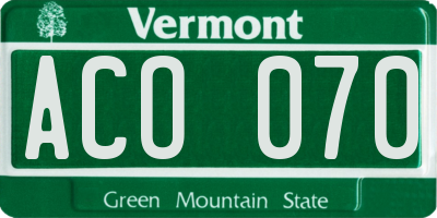 VT license plate ACO070