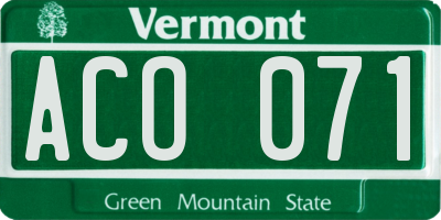 VT license plate ACO071