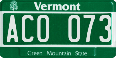 VT license plate ACO073
