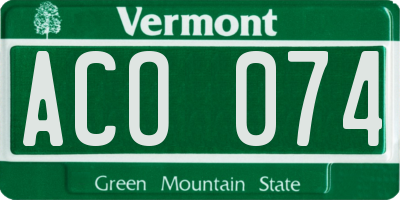 VT license plate ACO074