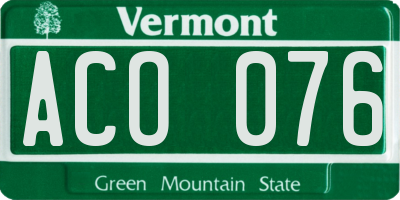 VT license plate ACO076