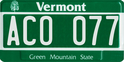 VT license plate ACO077