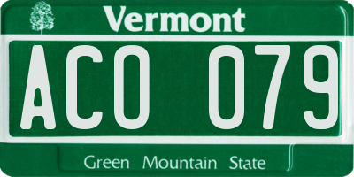 VT license plate ACO079