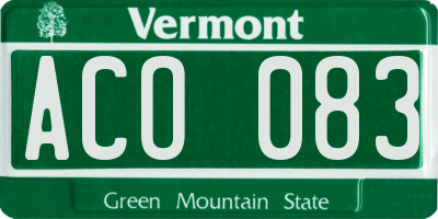 VT license plate ACO083