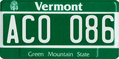 VT license plate ACO086