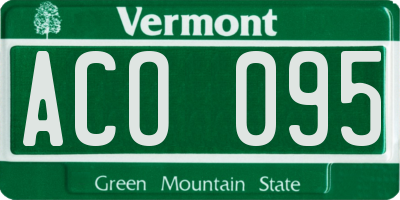 VT license plate ACO095