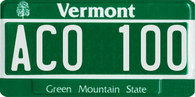 VT license plate ACO100