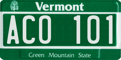 VT license plate ACO101