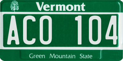 VT license plate ACO104