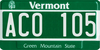 VT license plate ACO105