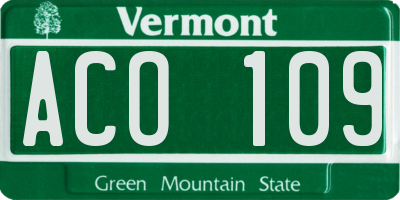 VT license plate ACO109