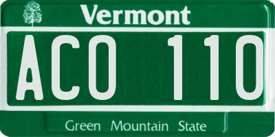 VT license plate ACO110