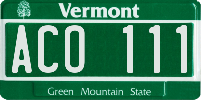 VT license plate ACO111
