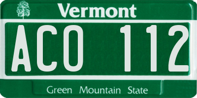 VT license plate ACO112