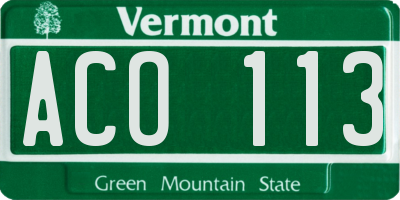 VT license plate ACO113