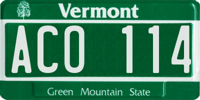 VT license plate ACO114