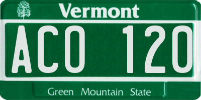 VT license plate ACO120