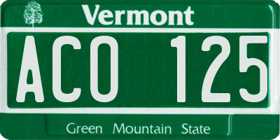 VT license plate ACO125