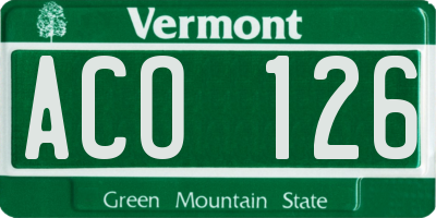 VT license plate ACO126