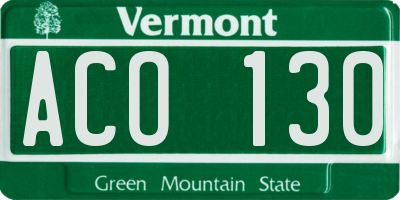 VT license plate ACO130