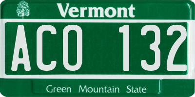 VT license plate ACO132