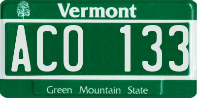 VT license plate ACO133