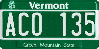 VT license plate ACO135