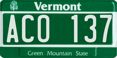 VT license plate ACO137