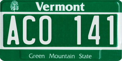 VT license plate ACO141